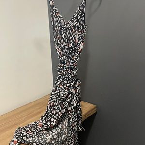 Multi color wrap dress black white and brown spots